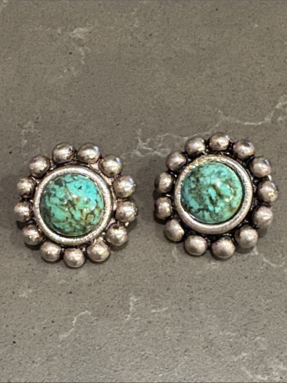 Vintage RJ Graziano Sunburst Clip On Earrings - Teal Green